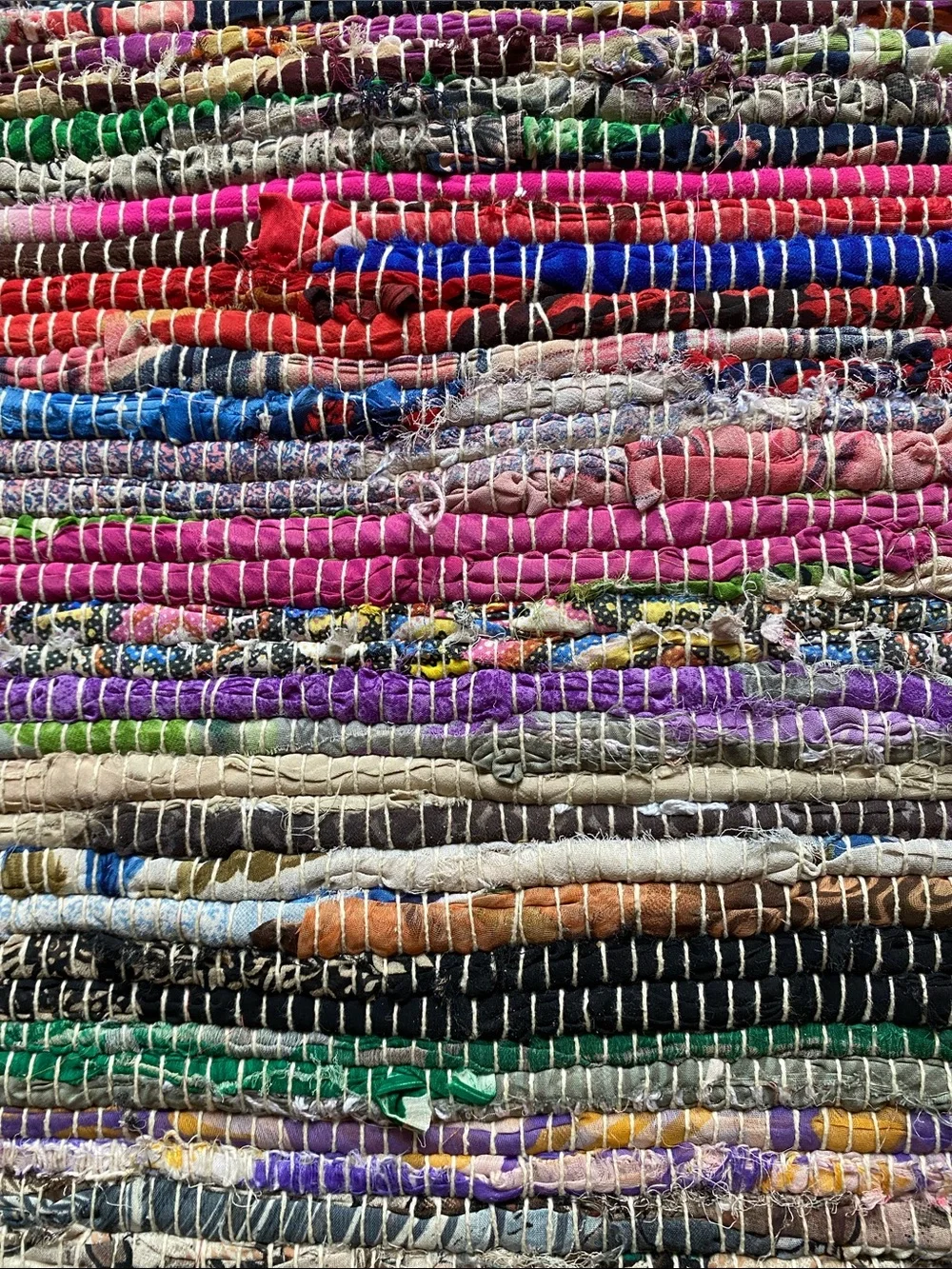 Handwoven Multicolor Rag Rug - Vibrant Stripes